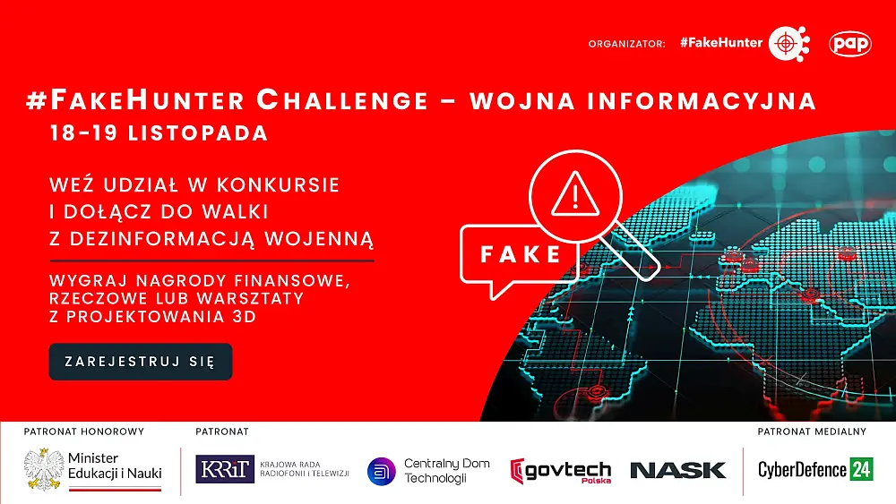 #FakeHunter Challenge. Wojna informacyjna - konkurs Polskiej Agencji Prasowej