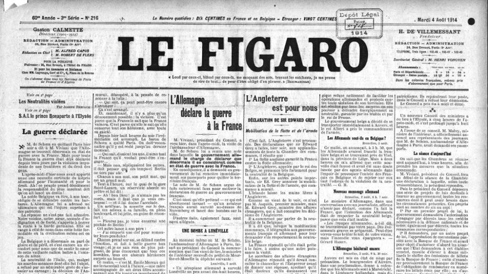 Historia Le Figaro, wydanie z 1914